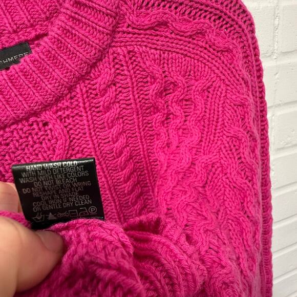 360 Cashmere NWT Anna Sweater Cable Knit Chunky Wool Blend Magenta Pink Sz Sml - Picture 11 of 14